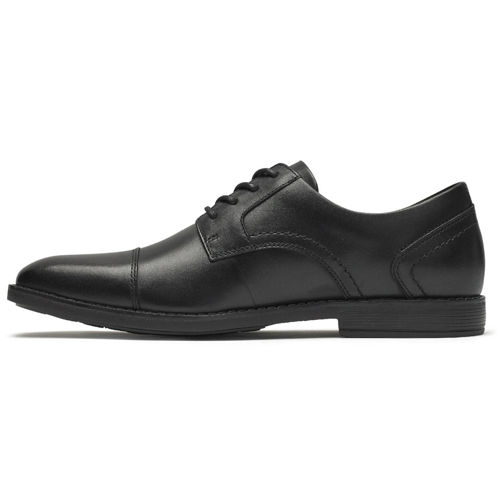 Rockport Mens Oxfords Black - Slayter Cap Toe Blucher - UK 075-HWSYVF